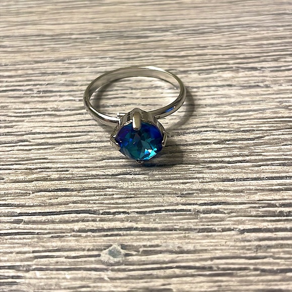 Sterling Silver Swarovski Turquoise Jewelry Set. Anklet, Earrings, Ring - Picture 11 of 14